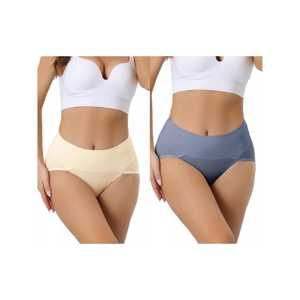2 упаковки женских эластичных трусов больших размеров с высокой талией, трусов с контролем живота ALLEGRA K, цвет Beige Blue 
2 упаковки женских эластичных трусов больших размеров с высокой талией, трусов с контролем живота ALLEGRA K, цвет Beige Blue