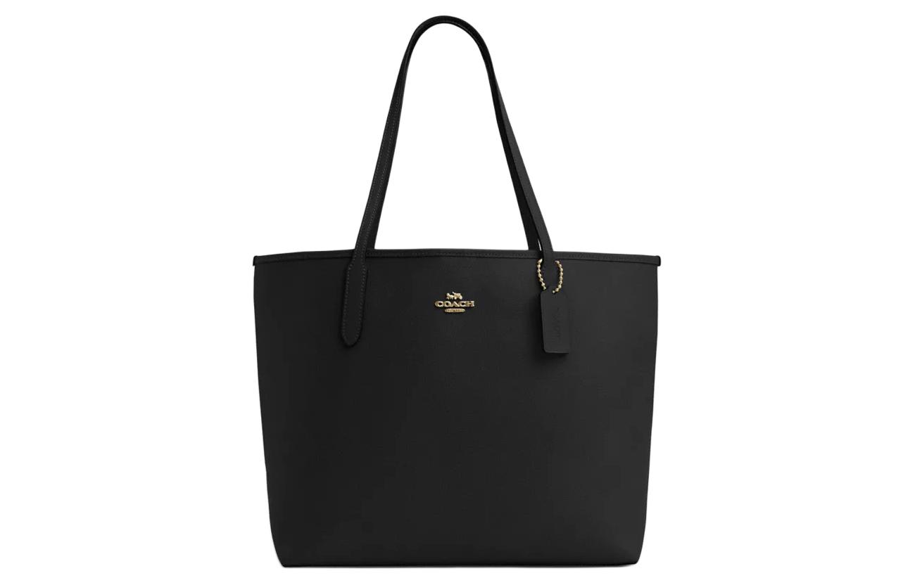 Городская кожаная сумка-тоут Шоппер Плечевая сумка Женская большая черная COACH 
Городская кожаная сумка-тоут Шоппер Плечевая сумка Женская большая черная COACH