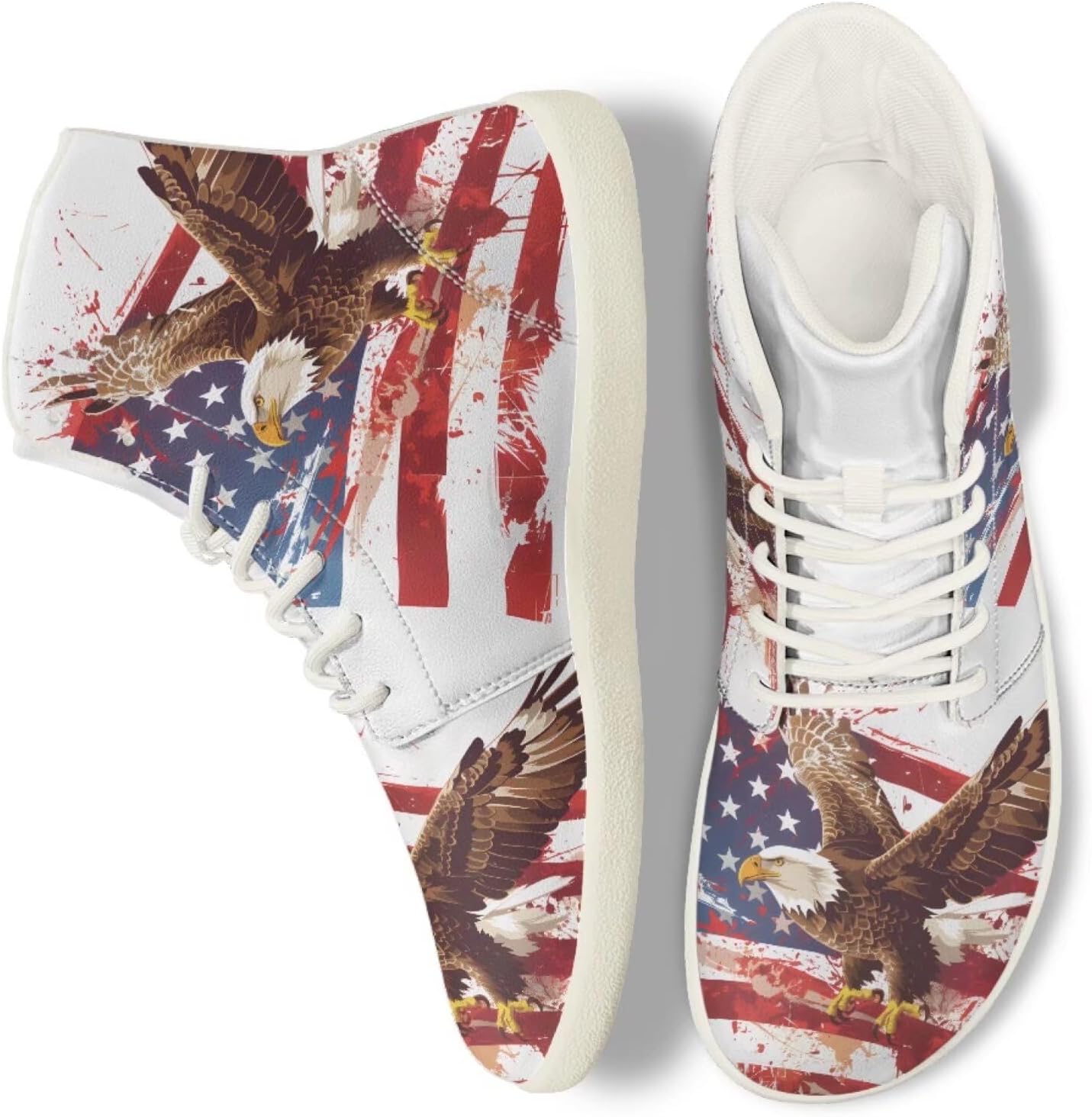 Кроссовки Belidome High Top для женщин и мужчин, повседневные с плоской подошвой, на шнуровке, противоскользящие, American Flag Eagle
Кроссовки Belidome High Top для женщин и мужчин, повседневные с плоской подошвой, на шнуровке, противоскользящие, American Flag Eagle