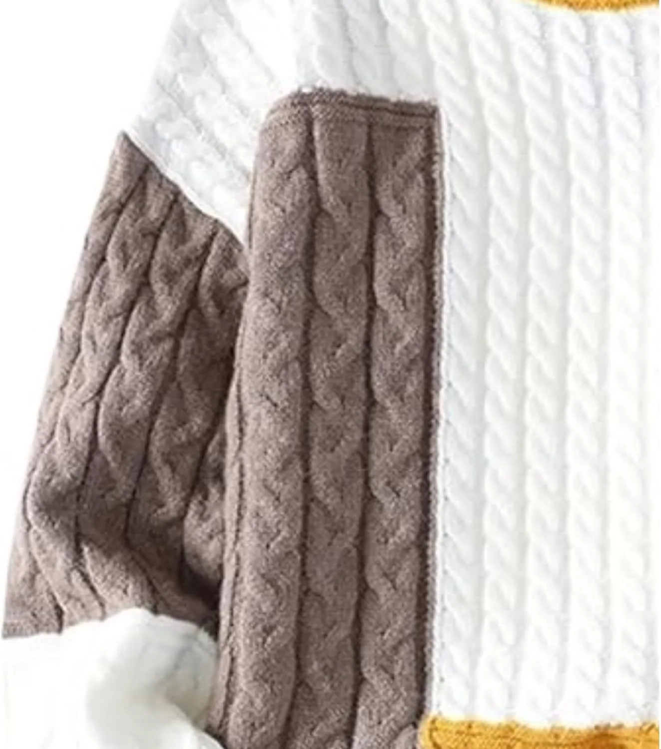 Мужской вязаный свитер с цветными блоками и кабельной вязкой SWJGLITTR
Мужской вязаный свитер с цветными блоками и кабельной вязкой SWJGLITTR