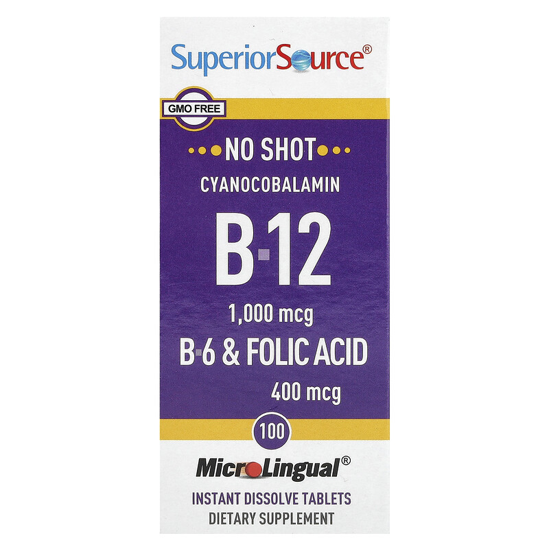 Superior Source, Cyanocobalamin B-12, 1,000 mcg, 100 Instant Dissolve Tablets
Superior Source, Cyanocobalamin B-12, 1,000 mcg, 100 Instant Dissolve Tablets