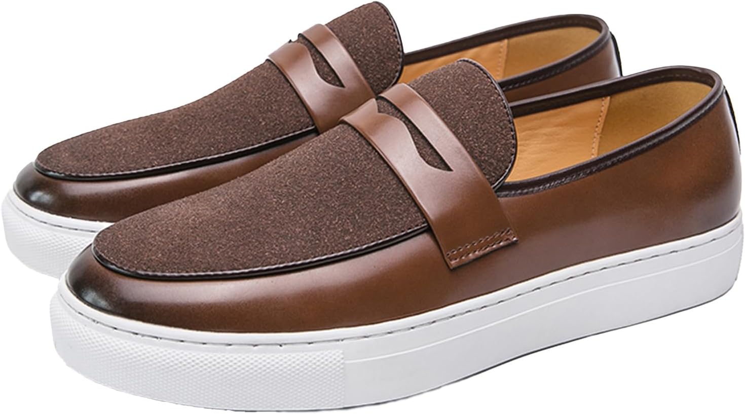 Мужские лоферы из замши и кожи с пенни, удобные, с круглым носком, без шнуровки, с противоскользящей подошвой, для деловой одежды, повседневной носки и вождения Eggdk, коричневый
Мужские лоферы из замши и кожи с пенни, удобные, с круглым носком, без шнуровки, с противоскользящей подошвой, для деловой одежды, повседневной носки и вождения Eggdk, коричневый