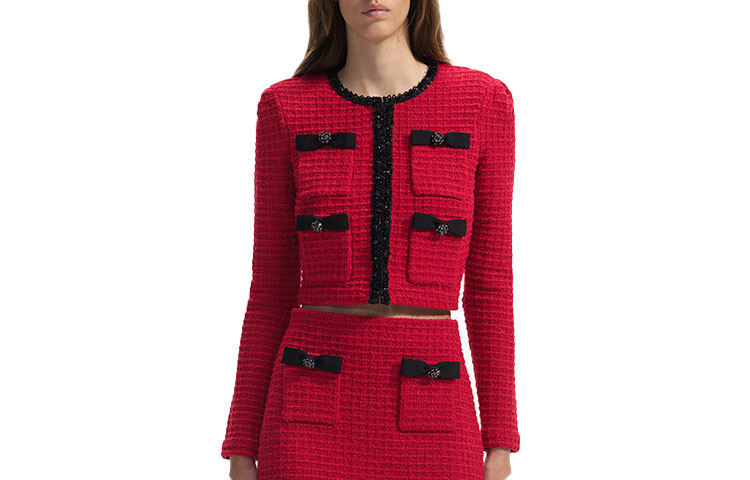 Кардиган с кристаллами и вафельной вязкой Self-portrait, Бордовый
Кардиган с кристаллами и вафельной вязкой Self-portrait, Бордовый