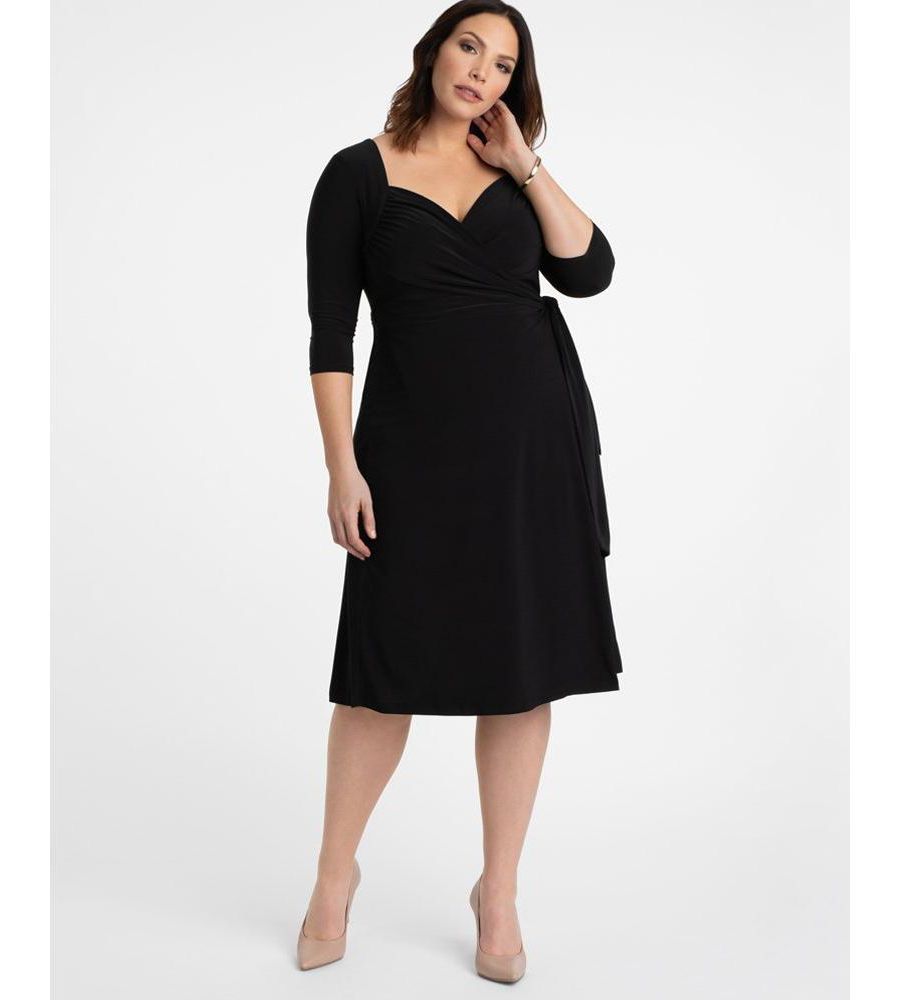 Женское трикотажное платье-халат большого размера с рукавами 3/4 и вырезом сердечко Kiyonna, Black
Женское трикотажное платье-халат большого размера с рукавами 3/4 и вырезом сердечко Kiyonna, Black