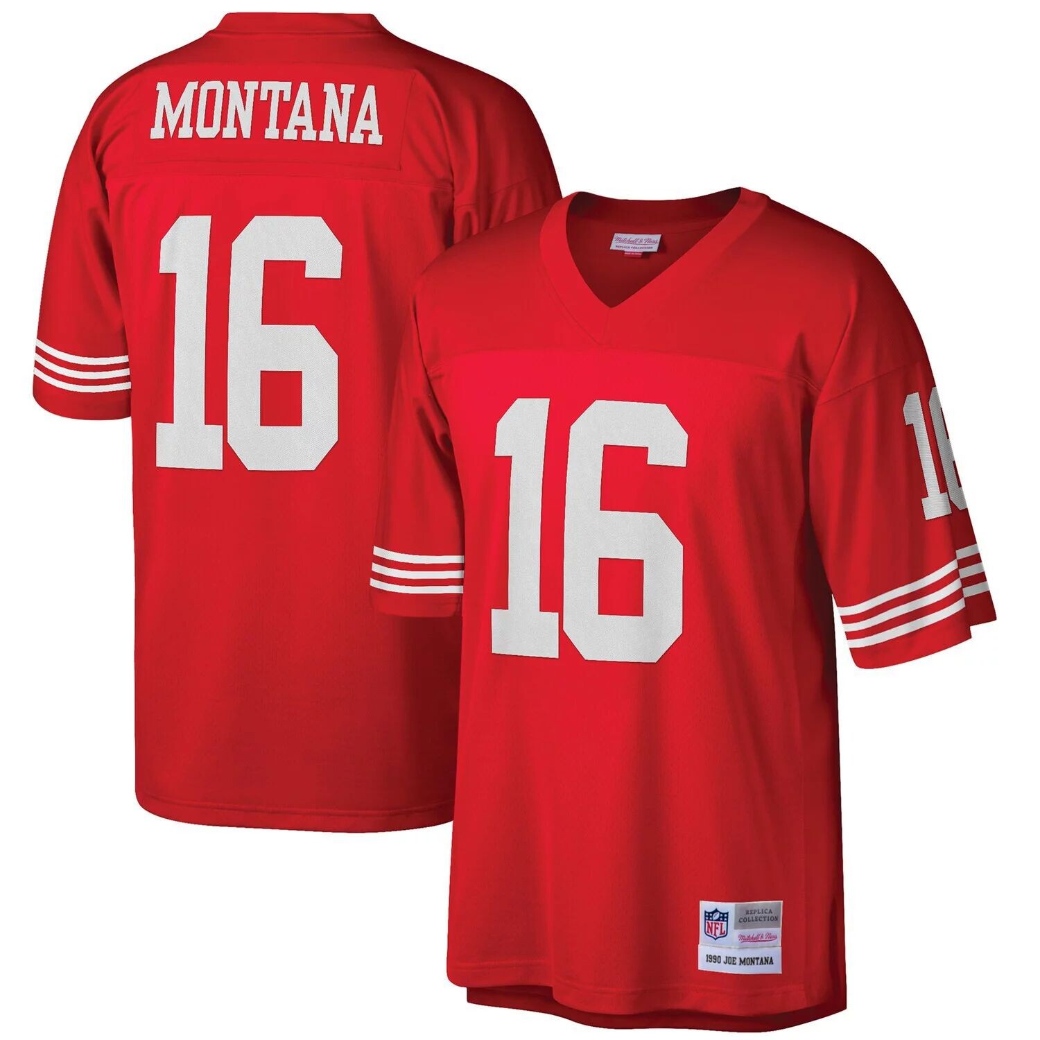 Мужская футболка Mitchell & Ness Joe Montana Scarlet San Francisco 49ers Big & Tall 1990, реплика вышедшего на пенсию игрока
Мужская футболка Mitchell & Ness Joe Montana Scarlet San Francisco 49ers Big & Tall 1990, реплика вышедшего на пенсию игрока