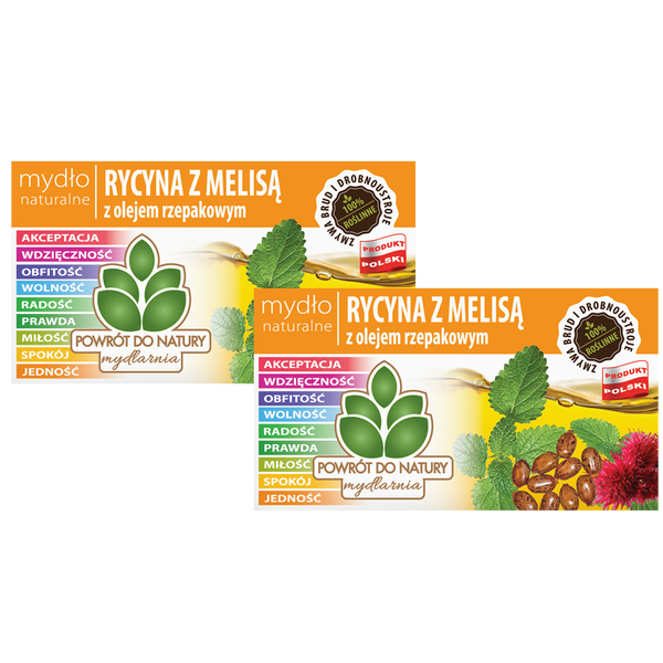 100% натуральное мыло на растительной основе касторовое и мелиссовое, 2 шт. Powrót Do Natury
100% натуральное мыло на растительной основе касторовое и мелиссовое, 2 шт. Powrót Do Natury