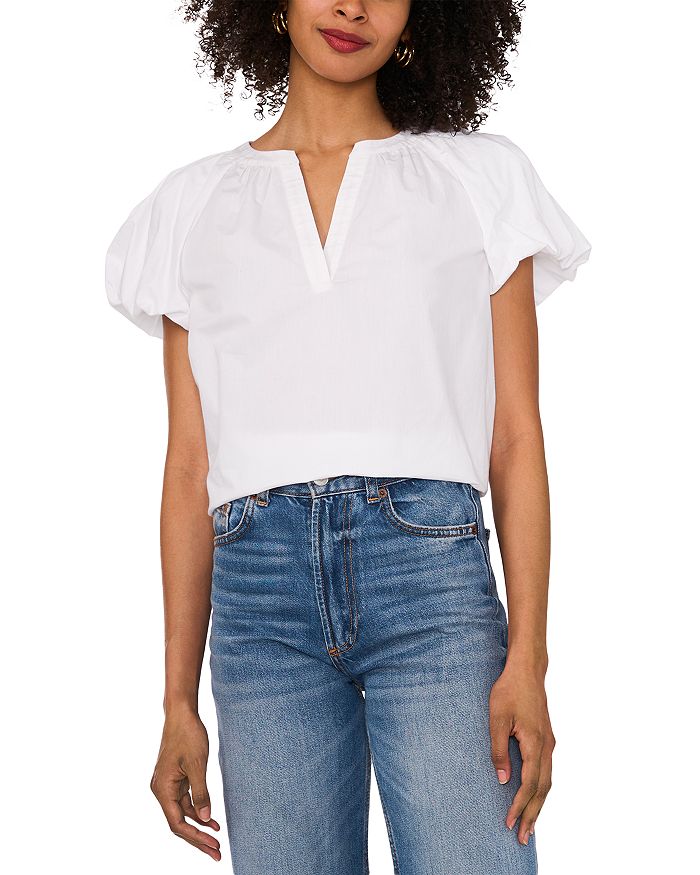 Блузка с разрезом на шее, рукавом реглан и пышными рукавами VINCE CAMUTO, белый 
Блузка с разрезом на шее, рукавом реглан и пышными рукавами VINCE CAMUTO, белый