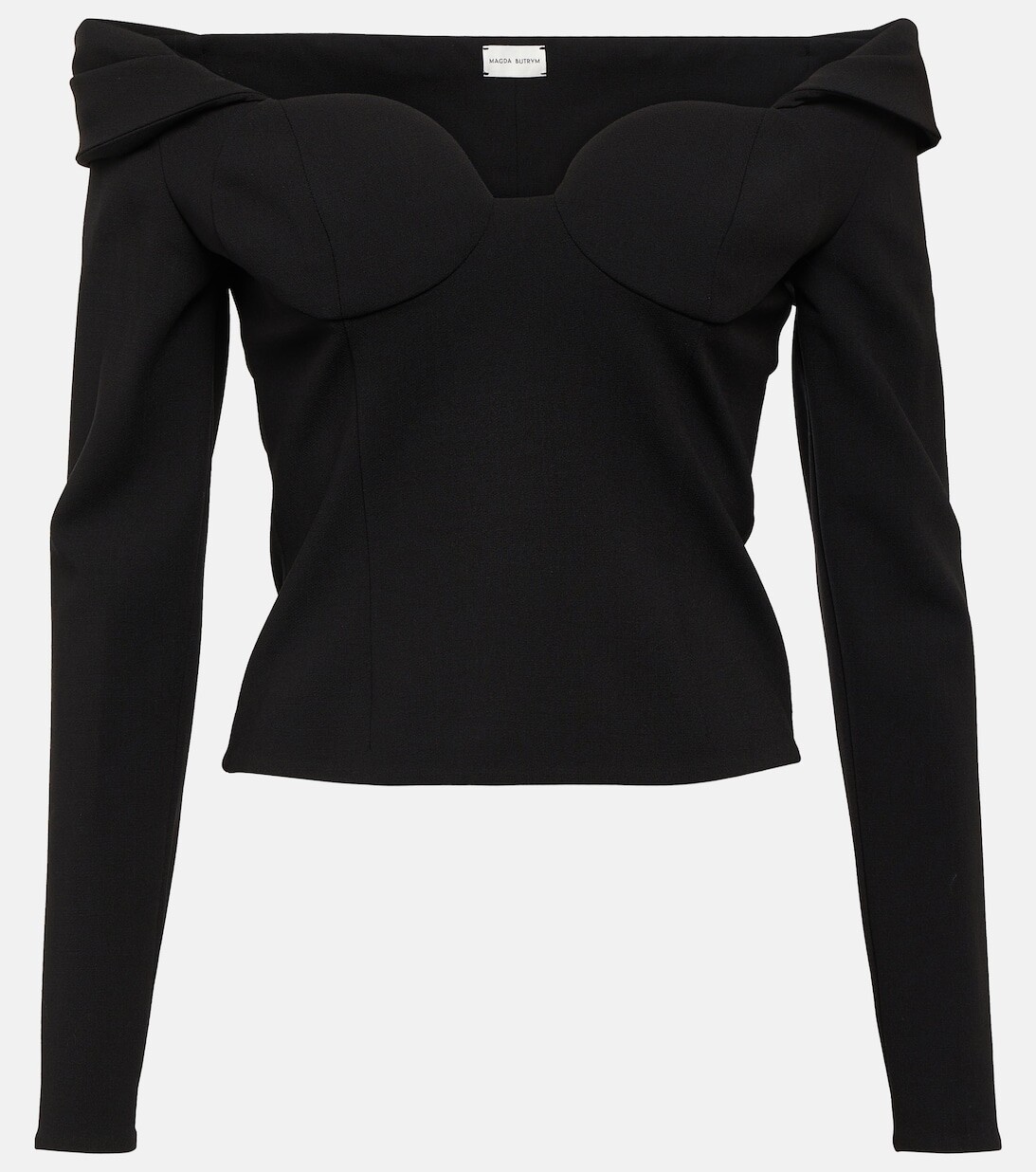 Топ с открытыми плечами из смесовой шерсти MAGDA BUTRYM, черный
Топ с открытыми плечами из смесовой шерсти MAGDA BUTRYM, черный