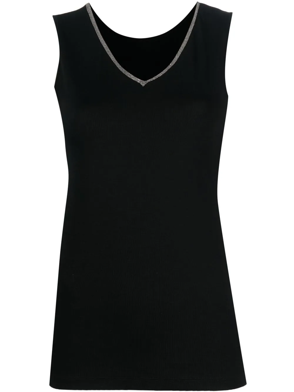 Декорированный топ с V-образным вырезом Fabiana Filippi, черный 
Декорированный топ с V-образным вырезом Fabiana Filippi, черный