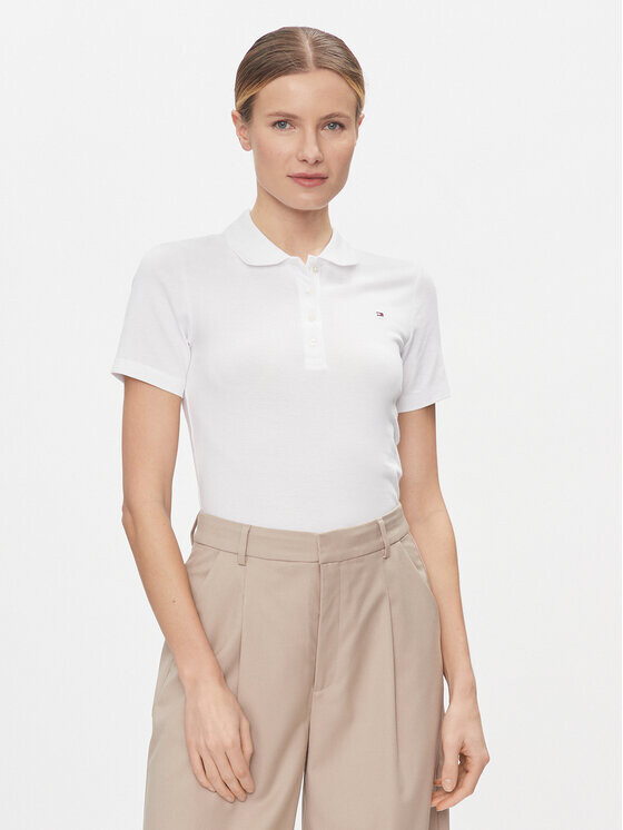 Рубашка-поло узкого кроя Tommy Hilfiger, белый 
Рубашка-поло узкого кроя Tommy Hilfiger, белый