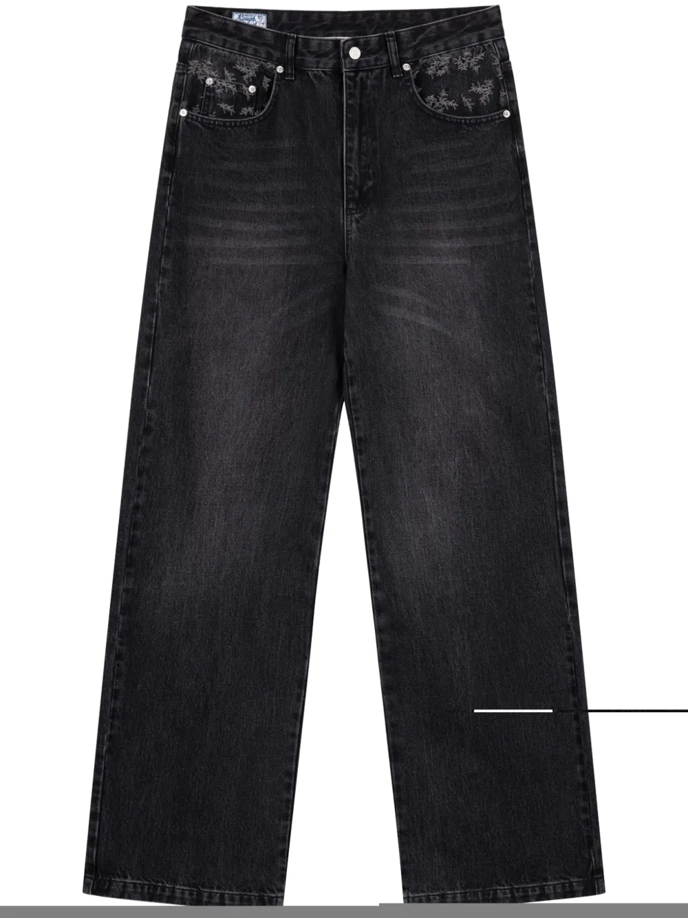 Широкие джинсы с эффектом потертости ROUGH., черный 
Широкие джинсы с эффектом потертости ROUGH., черный