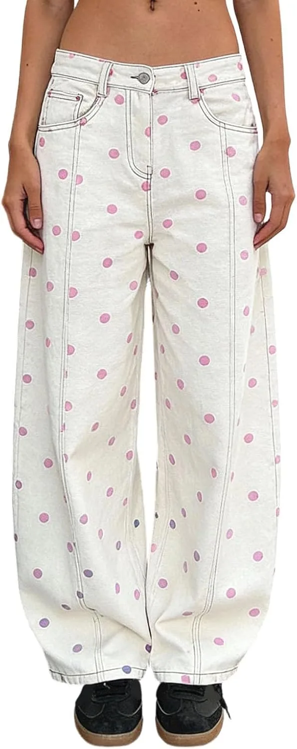 Женские джинсы Yoawdats в горошек, широкие, мид-райз
Женские джинсы Yoawdats в горошек, широкие, мид-райз