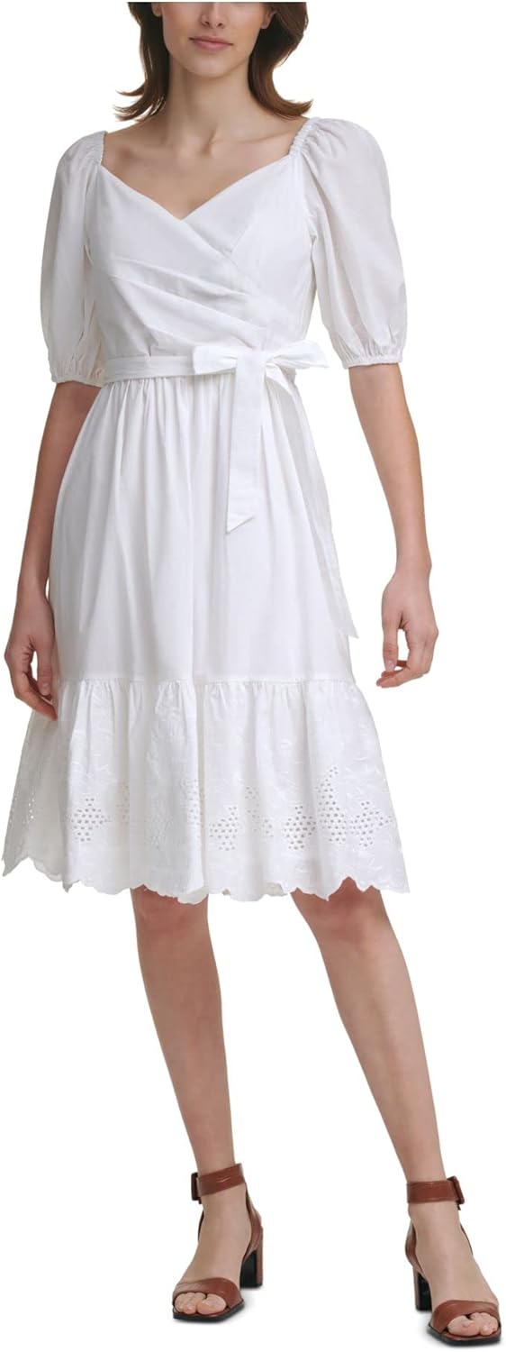 Женское платье Calvin Klein с короткими рукавами, имитацией запаха и открытым вырезом, White
Женское платье Calvin Klein с короткими рукавами, имитацией запаха и открытым вырезом, White