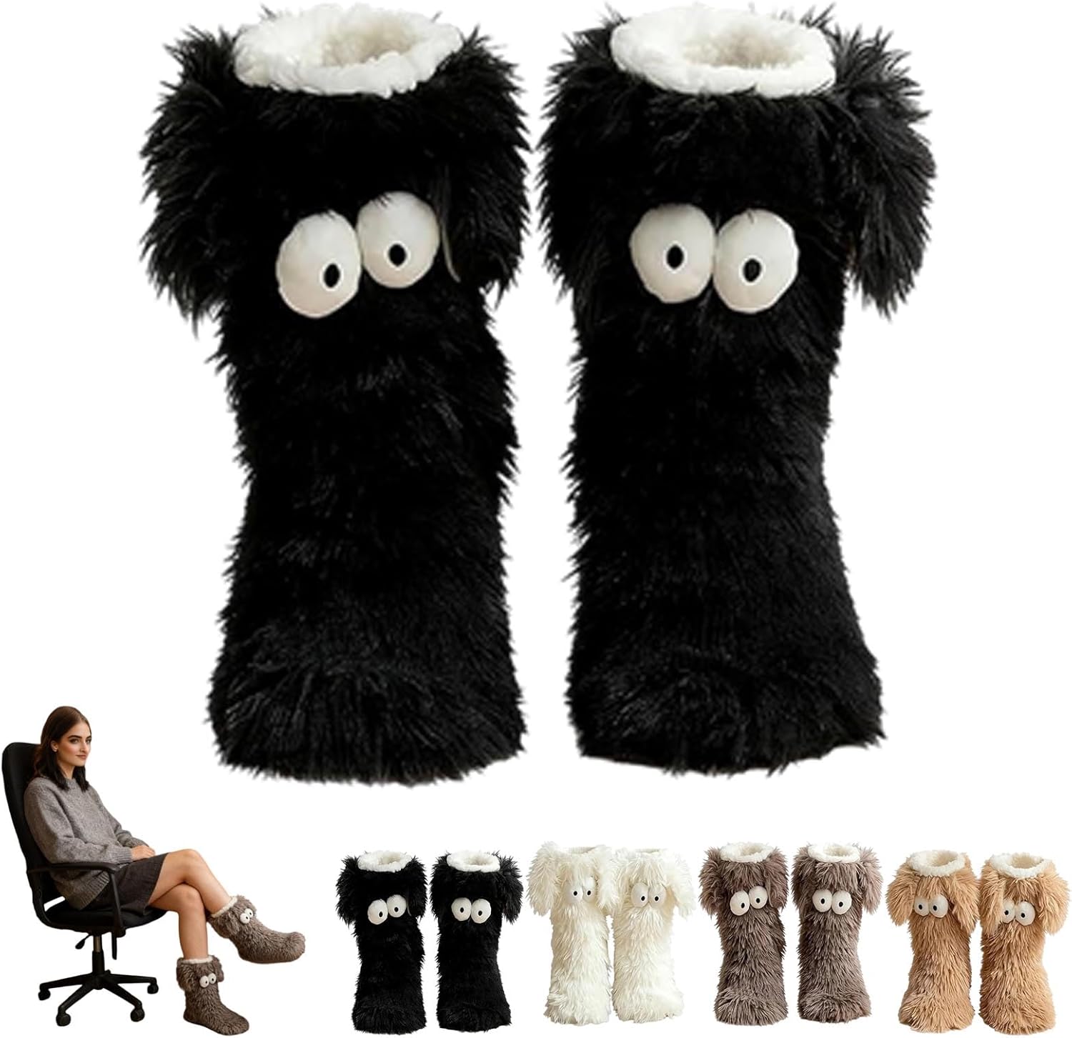 Уютные носки, женские зимние теплые пушистые нескользящие носки-тапочки с ушками, милые объемные с большими глазами, из толстого флиса Generic, черный
Уютные носки, женские зимние теплые пушистые нескользящие носки-тапочки с ушками, милые объемные с большими глазами, из толстого флиса Generic, черный