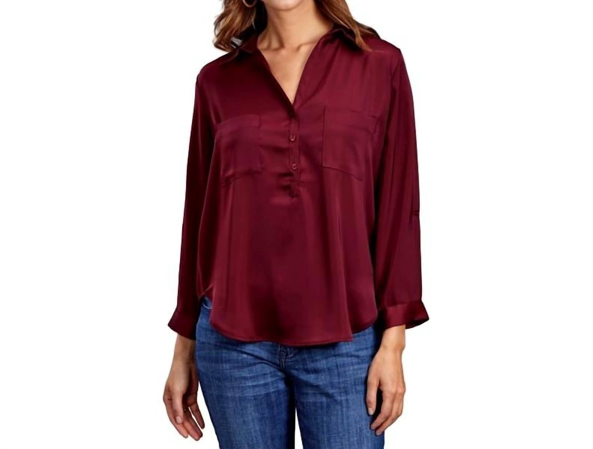 Распашная блуза с V-образным вырезом и рукавом 3/4 в винном цвете Stetson, Wine
Распашная блуза с V-образным вырезом и рукавом 3/4 в винном цвете Stetson, Wine