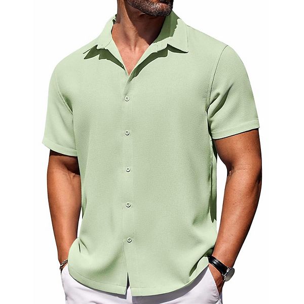Мужская летняя льняная рубашка с коротким рукавом без глажки Coofandy, Light Green
Мужская летняя льняная рубашка с коротким рукавом без глажки Coofandy, Light Green