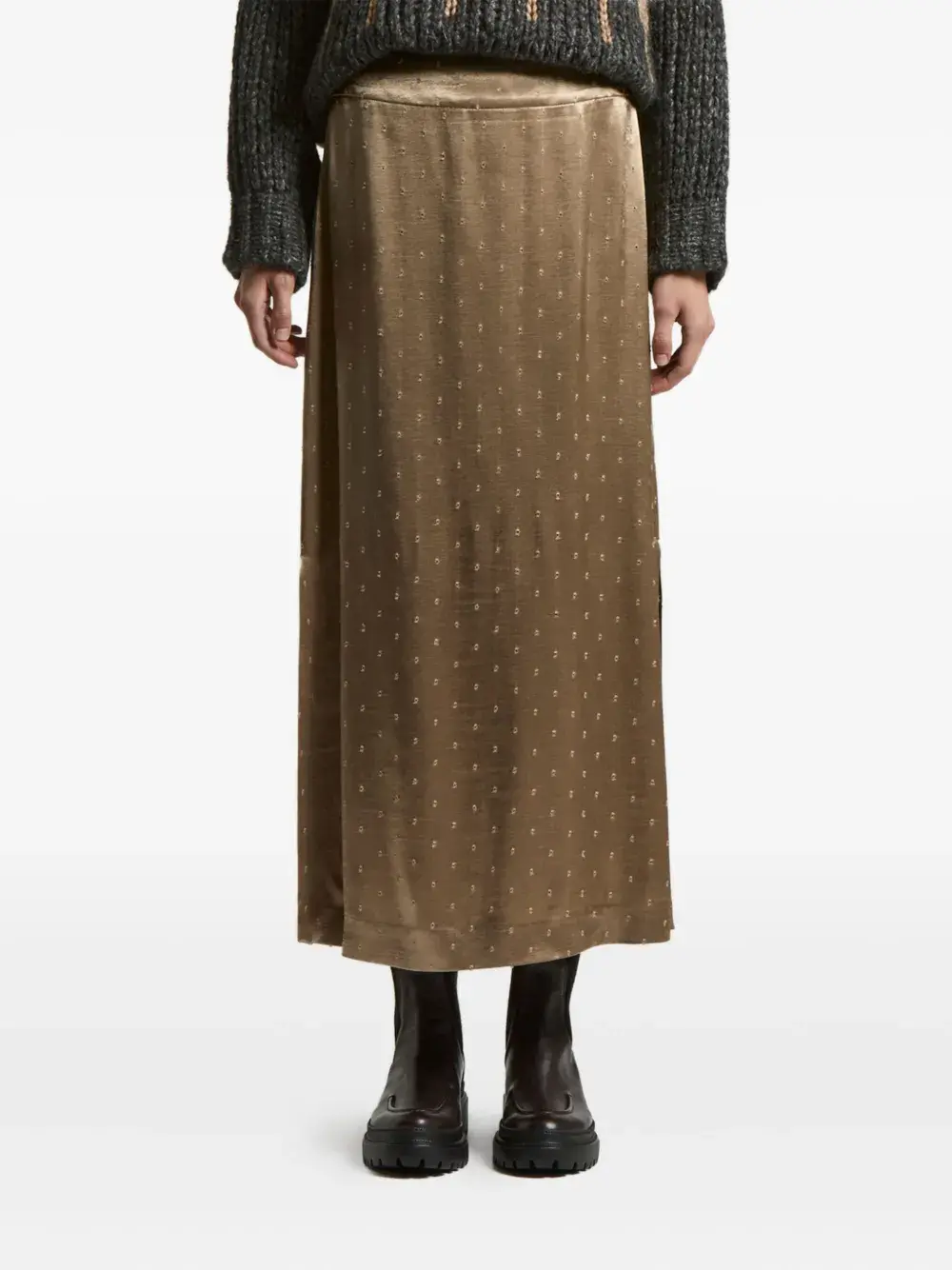 Юбка миди в атласный горошек Peserico, коричневый
Юбка миди в атласный горошек Peserico, коричневый