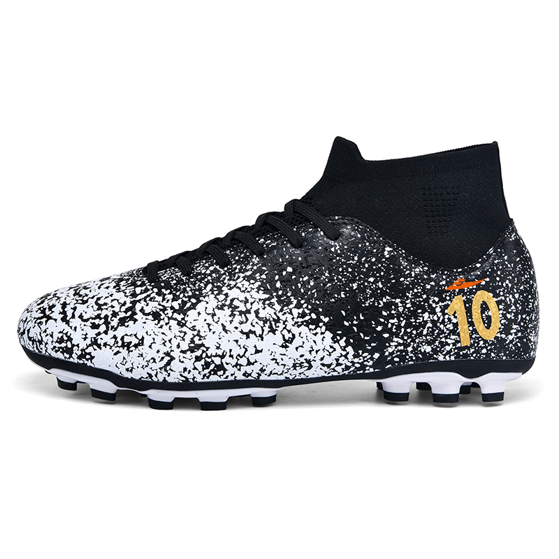 Kuding Унисекс футбольные бутсы высокие розовые черные золотые синие белые с черными длинными шипами, цвет Black Long Stud 
Kuding Унисекс футбольные бутсы высокие розовые черные золотые синие белые с черными длинными шипами, цвет Black Long Stud