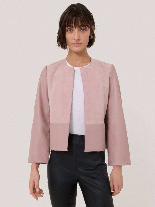 Кожаная куртка с замшевой вставкой nakoa Jigsaw, розовый 
Кожаная куртка с замшевой вставкой nakoa Jigsaw, розовый