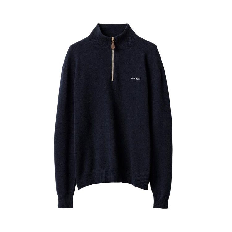Свитер Miu Miu Half Zip Cashmere Sweater, Navy 
Свитер Miu Miu Half Zip Cashmere Sweater, Navy