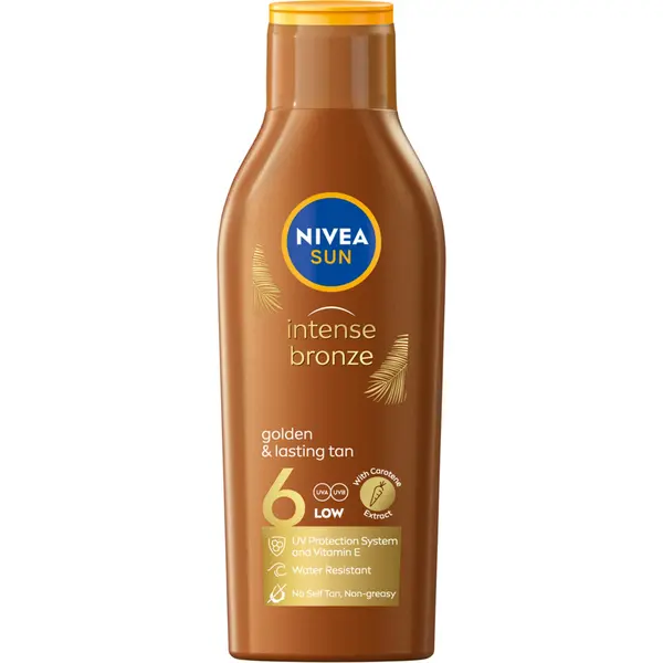 Солнцезащитный крем с каротином и spf6, 200 мл Nivea Sun intense bronze
Солнцезащитный крем с каротином и spf6, 200 мл Nivea Sun intense bronze