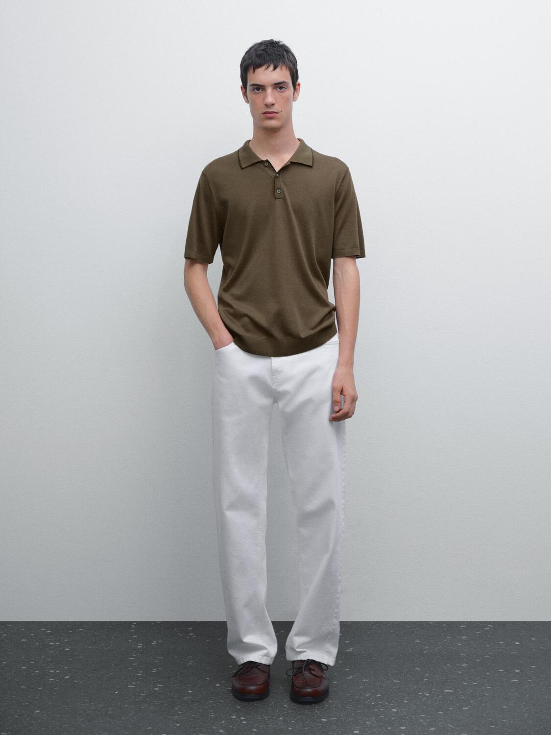 Трикотажная рубашка-поло с цветным воротником Massimo Dutti, бежевый
Трикотажная рубашка-поло с цветным воротником Massimo Dutti, бежевый