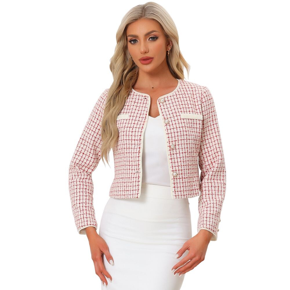 Твидовый пиджак для женщин, повседневный круглый вырез, пуговицы спереди и длинный рукав ALLEGRA K, цвет Red White
Твидовый пиджак для женщин, повседневный круглый вырез, пуговицы спереди и длинный рукав ALLEGRA K, цвет Red White
