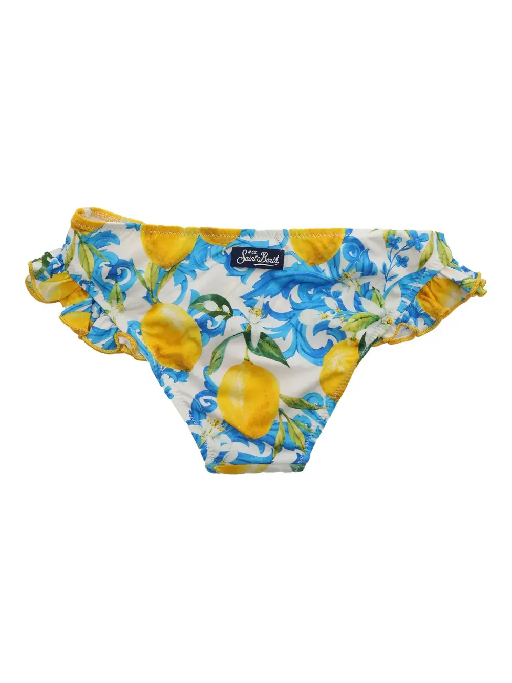 Плавки бикини с оборками и лимонным принтом MC2 Saint Barth Kids, синий
Плавки бикини с оборками и лимонным принтом MC2 Saint Barth Kids, синий