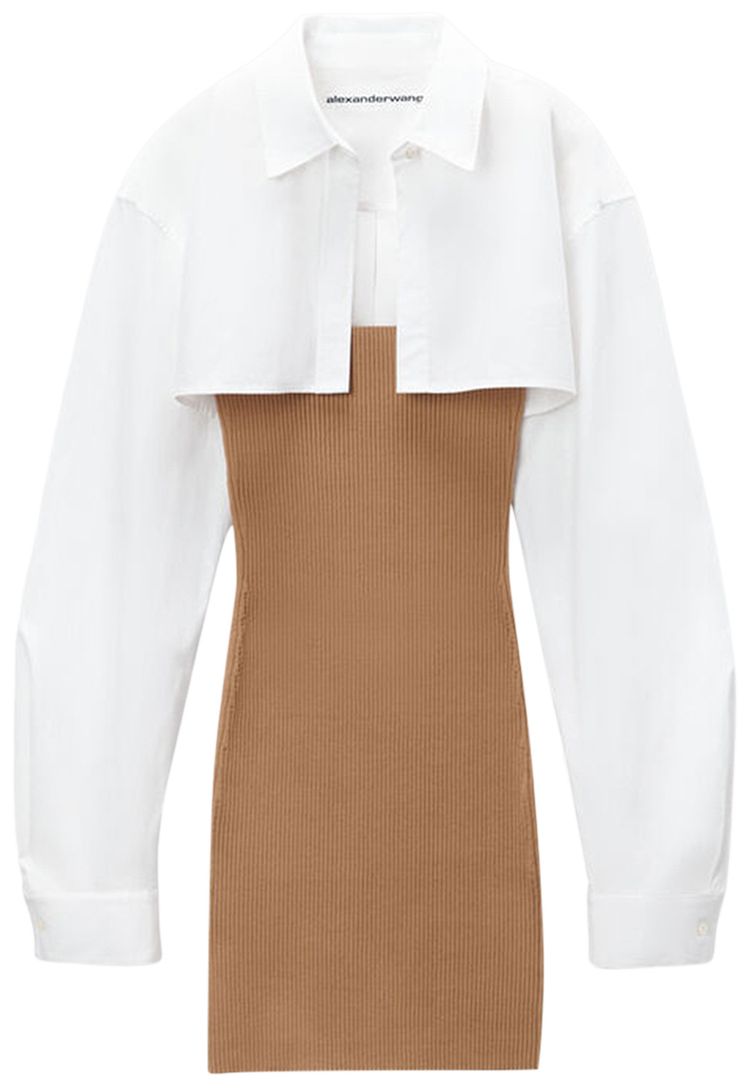 Платье-комбинация в рубчик от Alexander Wang с укороченной рубашкой с длинными рукавами на пуговицах, коричневый
Платье-комбинация в рубчик от Alexander Wang с укороченной рубашкой с длинными рукавами на пуговицах, коричневый