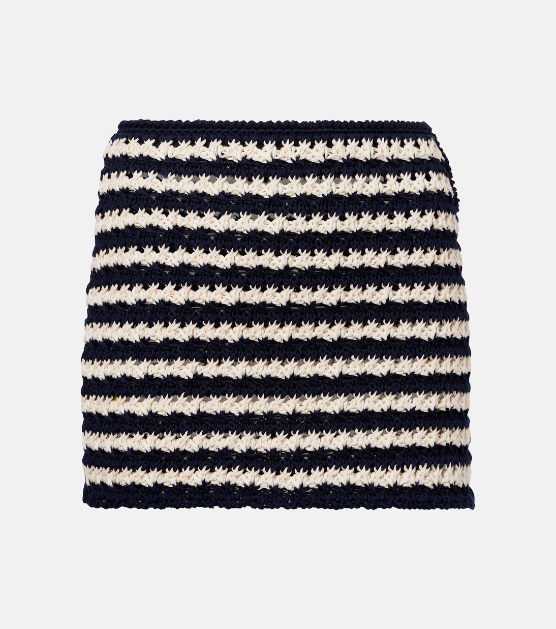 Мини-юбка из хлопка в полоску, связанная крючком Prada, Blu + Naturale
Мини-юбка из хлопка в полоску, связанная крючком Prada, Blu + Naturale