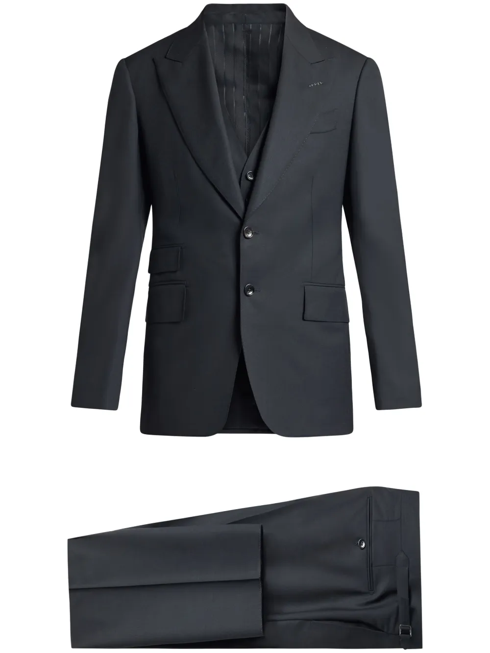 Шерстяной костюм с однобортным пиджаком TOM FORD, черный
Шерстяной костюм с однобортным пиджаком TOM FORD, черный