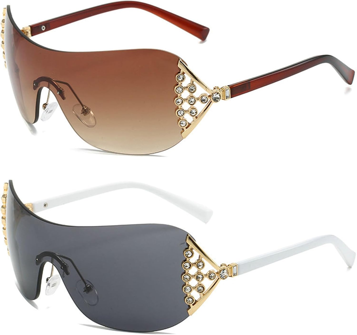 Солнцезащитные очки Willochra One Piece с квадратными линзами и стразами, женские, без оправы, с прозрачными линзами Ocean Gradient, модные солнцезащитные очки в стиле Y2K, 2pcs-black&brown
Солнцезащитные очки Willochra One Piece с квадратными линзами и стразами, женские, без оправы, с прозрачными линзами Ocean Gradient, модные солнцезащитные очки в стиле Y2K, 2pcs-black&brown