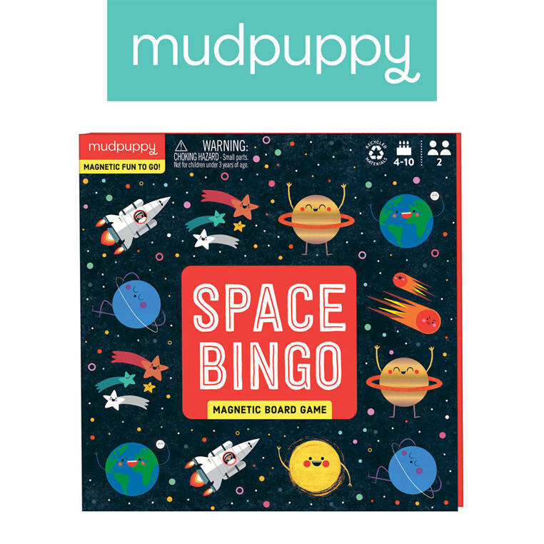 Mudpuppy, настольная игра «Путешествие в магнитное бинго», в космосе
Mudpuppy, настольная игра «Путешествие в магнитное бинго», в космосе
