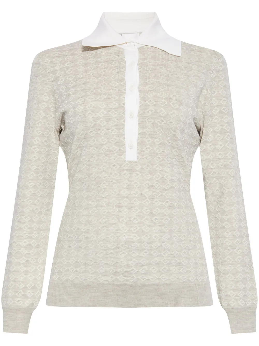 Жаккардовый джемпер с воротником поло Givenchy, нейтральный
Жаккардовый джемпер с воротником поло Givenchy, нейтральный