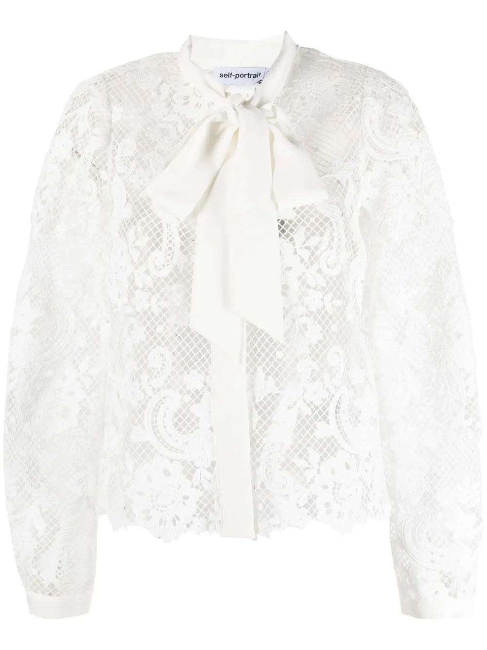 Кружевная рубашка с бантом Self-Portrait, белый
Кружевная рубашка с бантом Self-Portrait, белый