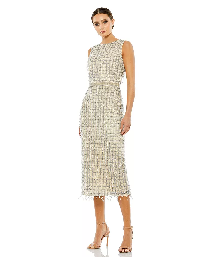 Женское платье-футляр миди без рукавов с высоким воротом, расшитое бисером Mac Duggal, коричневый/бежевый
Женское платье-футляр миди без рукавов с высоким воротом, расшитое бисером Mac Duggal, коричневый/бежевый