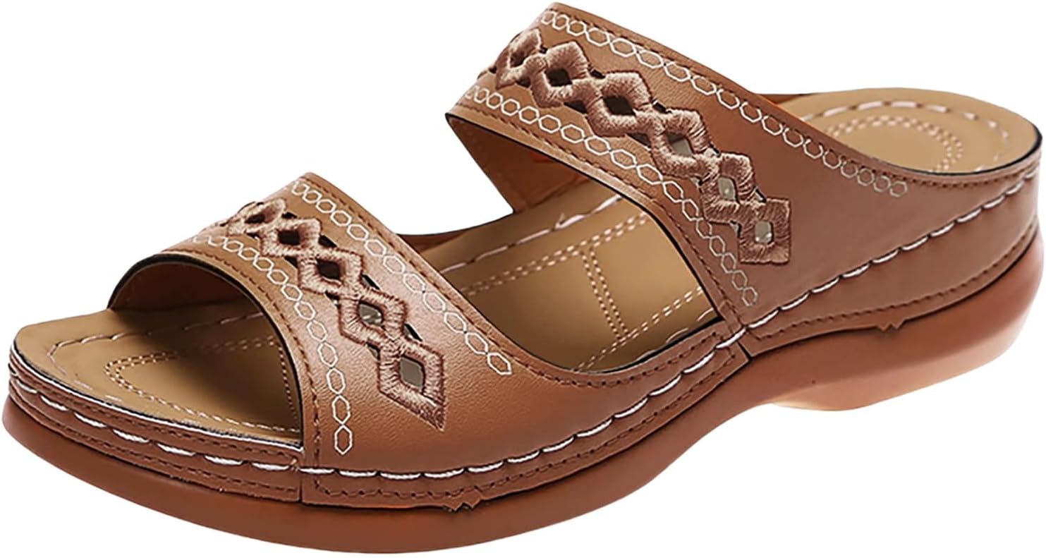 Ортопедические сандалии для женщин, повседневные летние туфли на плоской подошве, элегантные винтажные вышитые тапочки, тапочки с поддержкой свода стопы, прогулочная обувь, шлепанцы широкого размера, повседневные бохо-тапочки Qesulk, коричневый
Ортопедические сандалии для женщин, повседневные летние туфли на плоской подошве, элегантные винтажные вышитые тапочки, тапочки с поддержкой свода стопы, прогулочная обувь, шлепанцы широкого размера, повседневные бохо-тапочки Qesulk, коричневый