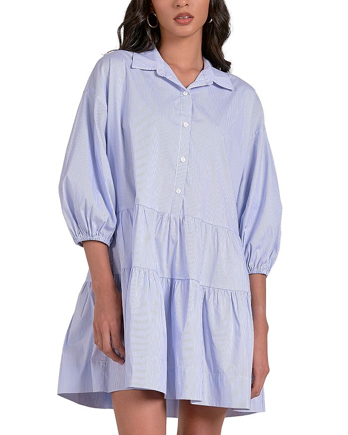 Полосатое платье с воротником и ярусами Elan, синий
Полосатое платье с воротником и ярусами Elan, синий