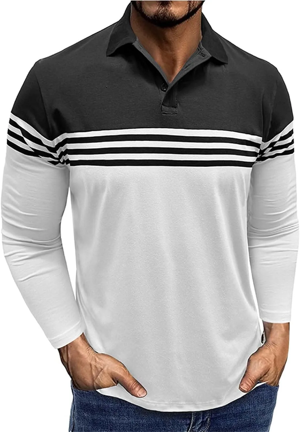 Мужская классическая поло с длинным рукавом и V-образным вырезом
Мужская классическая поло с длинным рукавом и V-образным вырезом