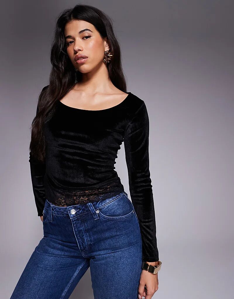 Бархатный топ ASOS DESIGN с круглым вырезом и кружевной отделкой по низу, черный цвет
Бархатный топ ASOS DESIGN с круглым вырезом и кружевной отделкой по низу, черный цвет