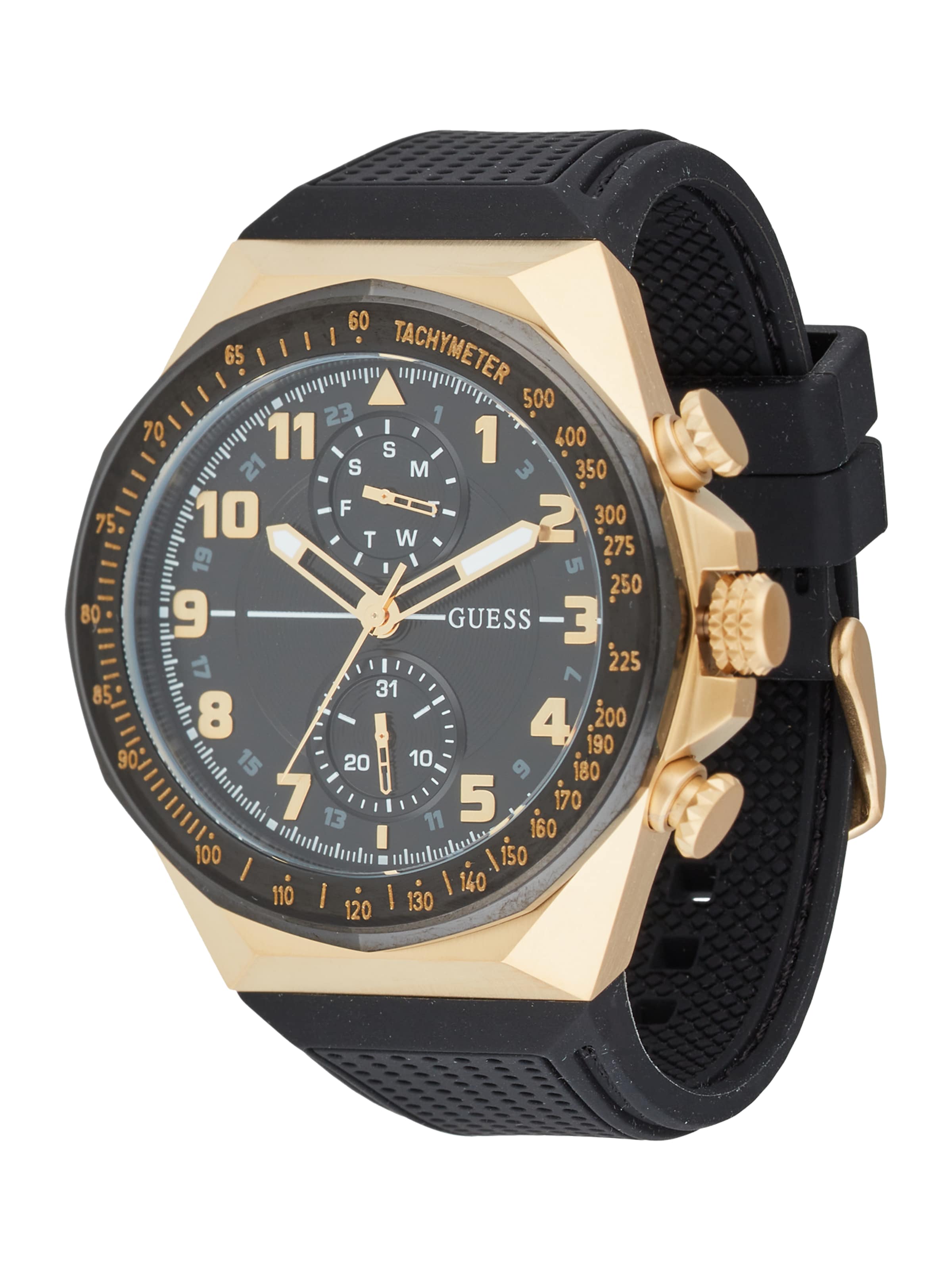 GUESS Аналоговые часы 'D1' в черном цвете
GUESS Аналоговые часы 'D1' в черном цвете