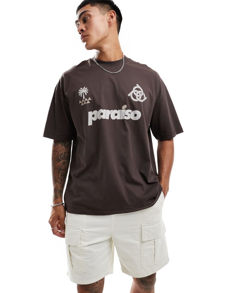 Коричневая оверсайз-футболка со спортивным принтом на груди ASOS DESIGN
Коричневая оверсайз-футболка со спортивным принтом на груди ASOS DESIGN