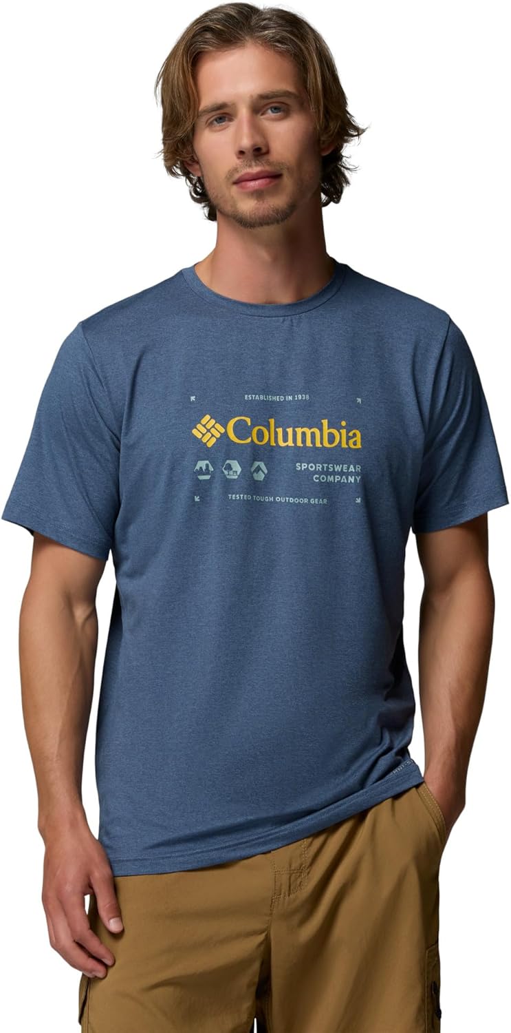 Мужская футболка Columbia Kwick Hike с коротким рукавом и принтом, Dark Mountain Heather/Iconic Brand
Мужская футболка Columbia Kwick Hike с коротким рукавом и принтом, Dark Mountain Heather/Iconic Brand