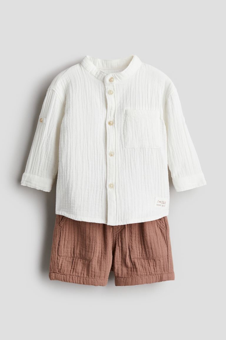 Костюм-Двойка из хлопкового муслина H&M, коричневый
Костюм-Двойка из хлопкового муслина H&M, коричневый