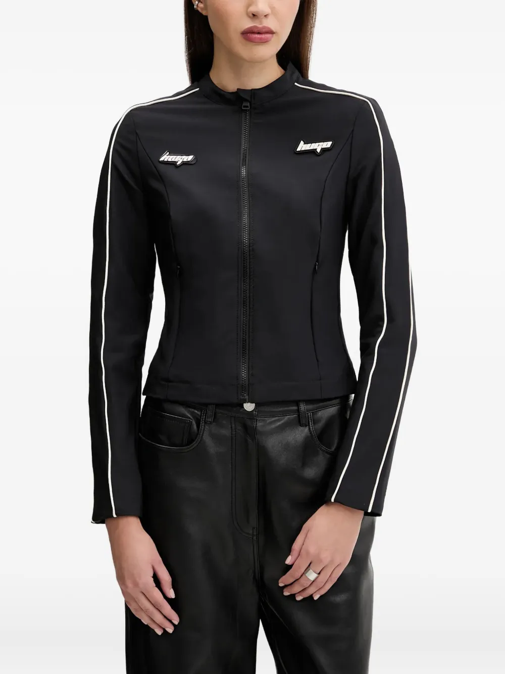 Куртка на молнии с логотипом HUGO, черный 
Куртка на молнии с логотипом HUGO, черный