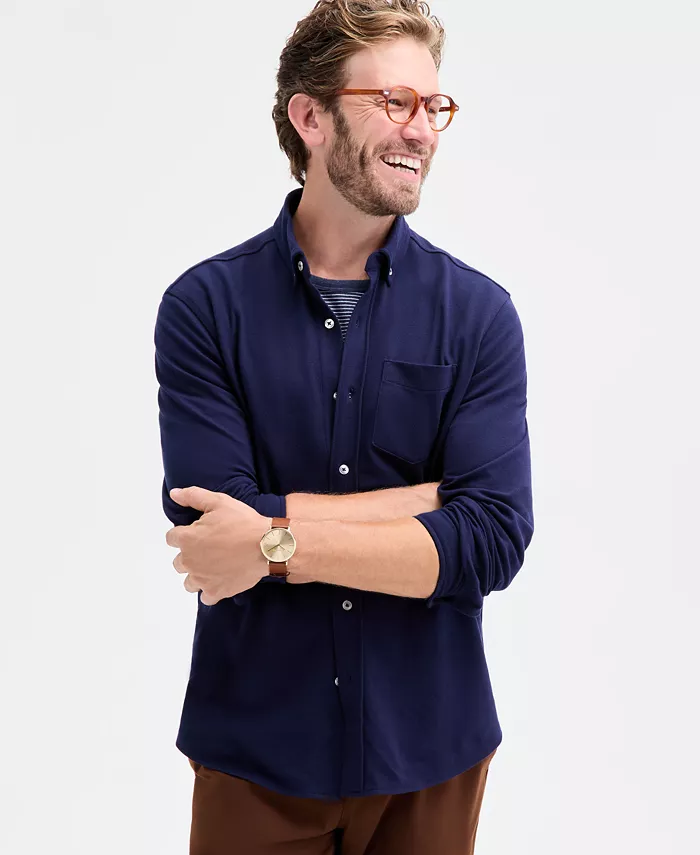 Мужская вязаная рубашка на пуговицах с длинным рукавом Club Room, синий
Мужская вязаная рубашка на пуговицах с длинным рукавом Club Room, синий