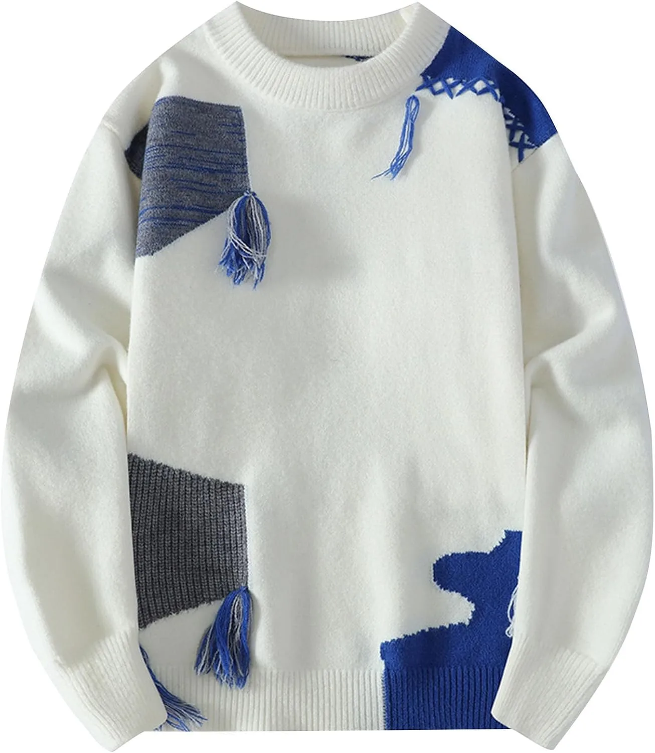 Мужской свитер с цветными блоками и аппликацией
Мужской свитер с цветными блоками и аппликацией