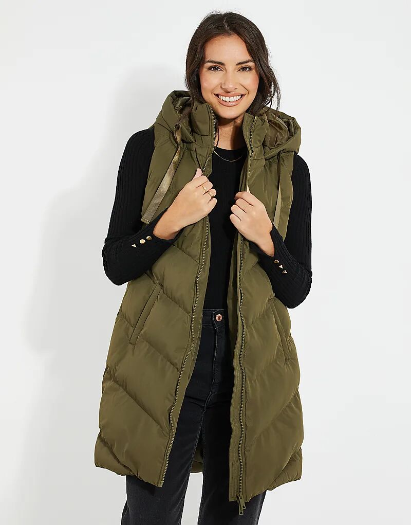 Потертый удлиненный жилет «вамп» цвета хаки
Потертый удлиненный жилет «вамп» цвета хаки