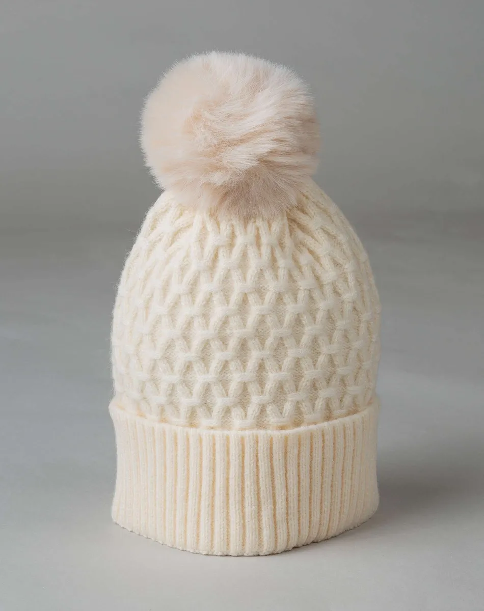 Женская шерстяная шапка с помпоном из рексового меха De La Roca, белый
Женская шерстяная шапка с помпоном из рексового меха De La Roca, белый