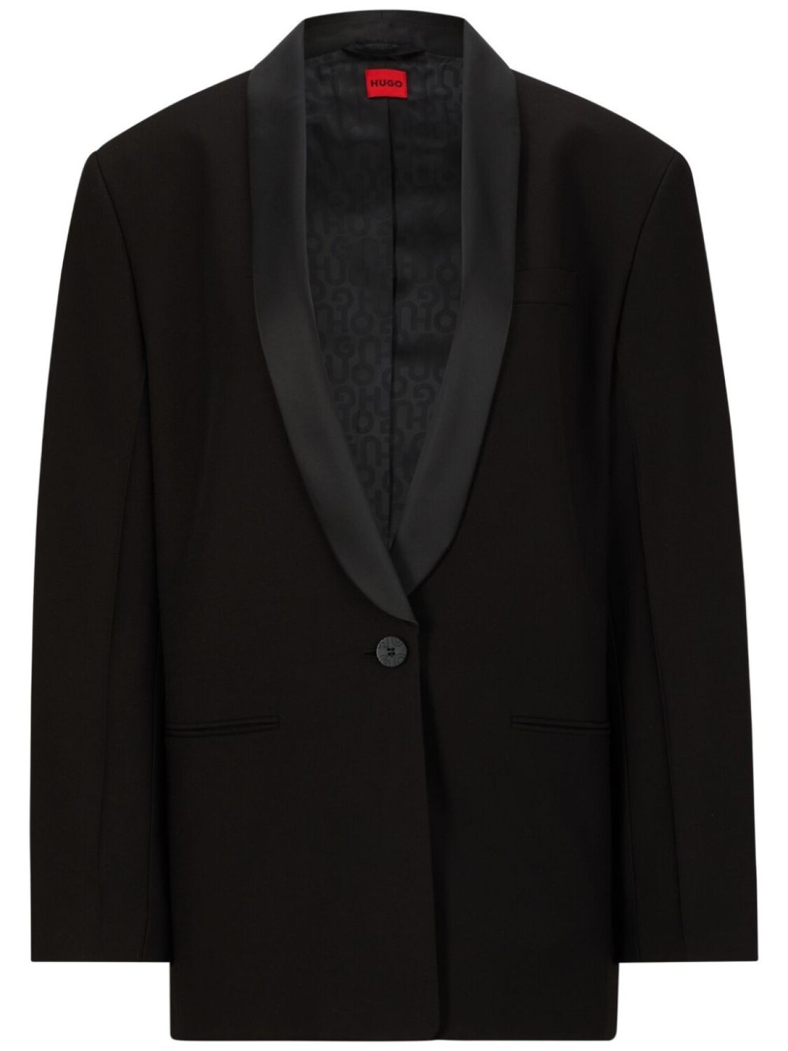 HUGO блейзер с лацканами-шалькой и нашивкой-логотипом, черный
HUGO блейзер с лацканами-шалькой и нашивкой-логотипом, черный
